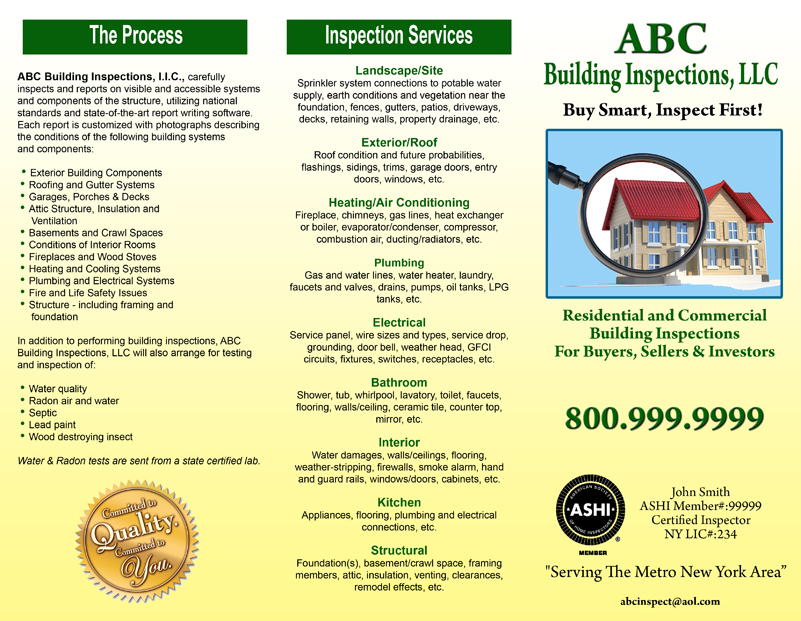 Brochure Design Building Inspection