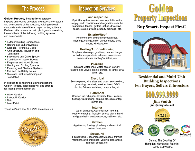 Golden Property Inspection Brochure Designs