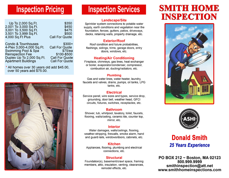 Smith Home Inspection Brochure Sample