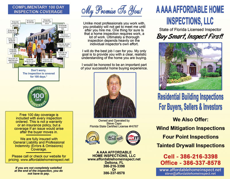 Brochure Sample Cover For Home Inspectors