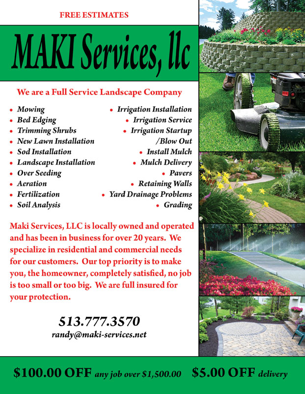 Post Card Designs For Landscape Maki Services